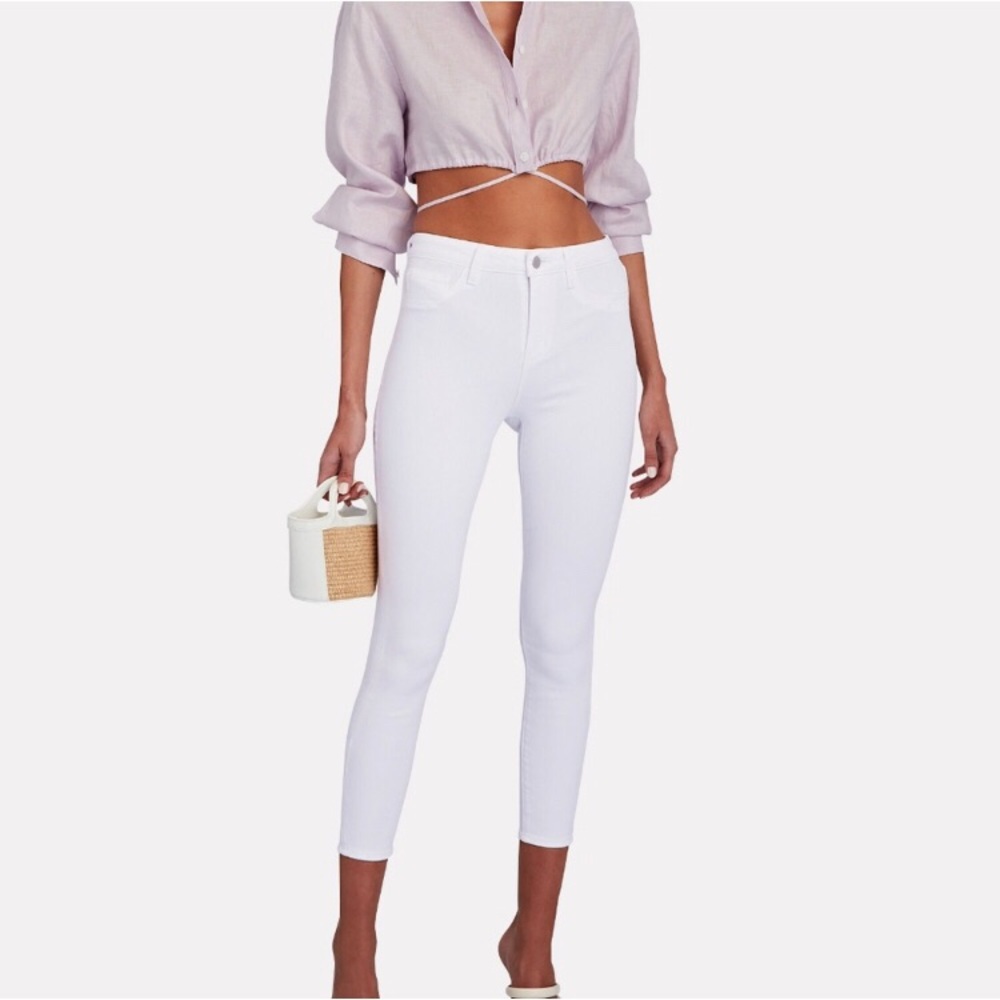 L’AGENCE Jeans Size 24 Margot High Rise Corduroy Skinny Cocktail Blanc